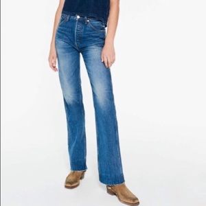 redone high rise loose denim in medium heritage